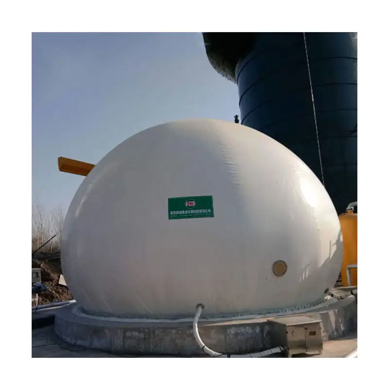 Planta de biogás con doble membrana gas holder