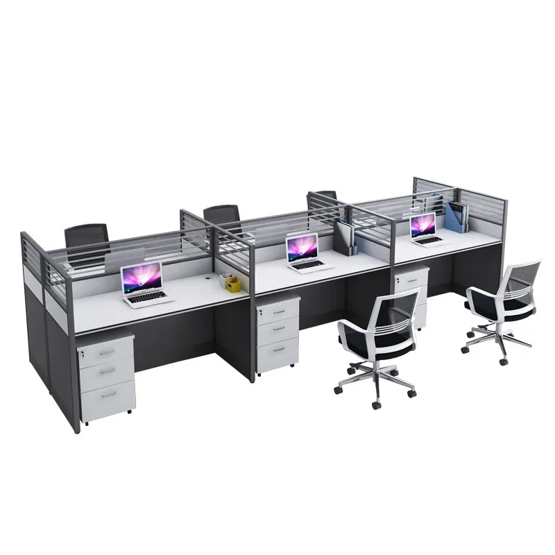 Mesa de oficina moderna de último diseño, escritorio para 6 personas, estación de trabajo, ordenador, personal, Mesa de escritura