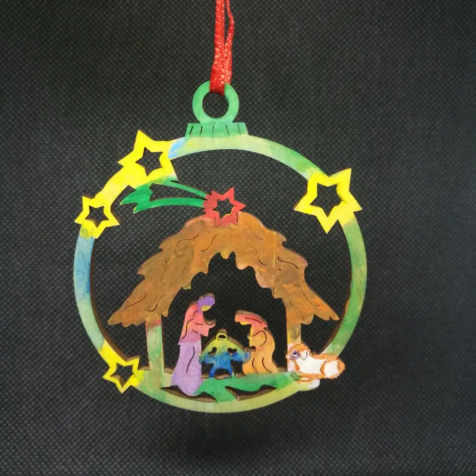 Colgante de árbol de Navidad de madera para niños, bricolaje, para adornos de Navidad