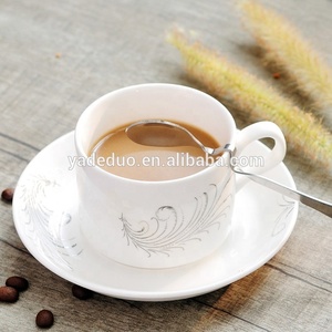 Restoran özel logo porselen seramik kahve fincanları ve çanak için çay bardağı - Product Image 4