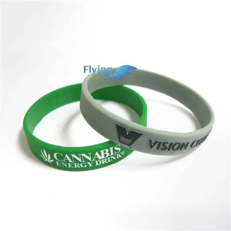 Custom logo silicone bracelet Recycled imprint rubber wristband