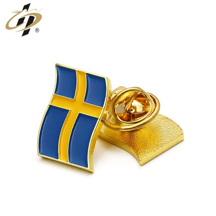 New design custom metal zinc alloy gold enamel national country flag lapel pin