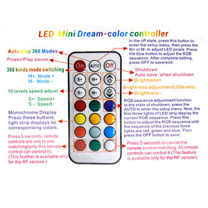 Dream-Color Controller 14/17/21 Keys DIY RF Remote Control DC5V-24V 358 типов изменений эффектов для WS2812B WS2811 Strip - Product Image 3