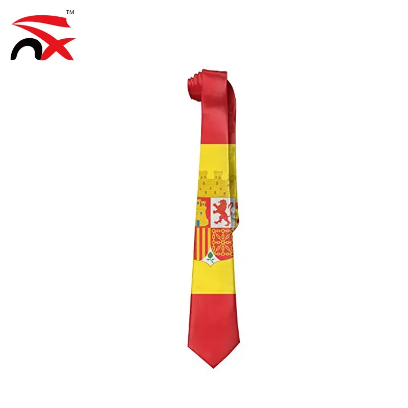 Corbata con bandera de España para hombre, corbata de seda con diseño de bandera Americana, se acepta decoración personalizada, poliéster Nuoxin4689