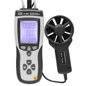 Medidor multifunción CEM DT-8897 manómetro de presión diferencial, medidor de flujo, anemómetro USB con función de registrador de datos
