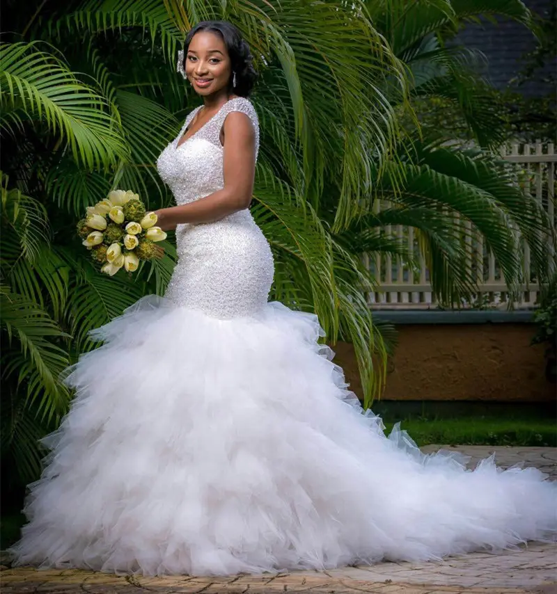 African Wedding Dress Custom Made Formal Bridal Gowns Designs Lace Beading Vestido De Casamento Mermaid Wedding Dresses
