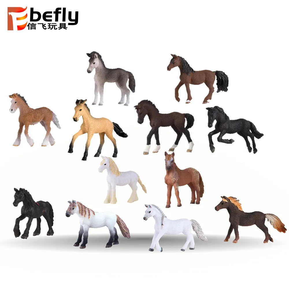 Figuras de brinquedo de animais da fazenda vívida, pequeno cavalo de plástico