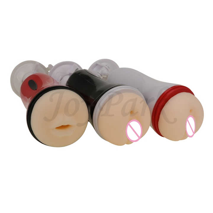 JoyPark manos libres Vagina Artificial vibrador de silicona coño masturbador masculino masturbación eléctrica taza para los hombres