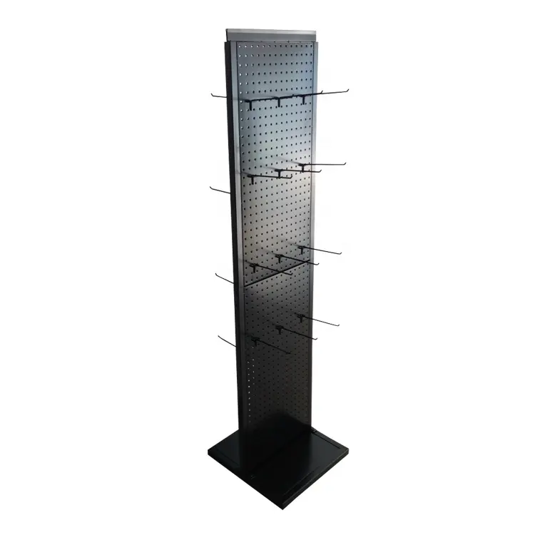 Free standing 2 lati gancio in metallo pegboard display appeso cremagliera gancio display stand