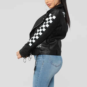女式皮夹克户外长袖黑色夹克女孩运动夹克 - Product Image 4