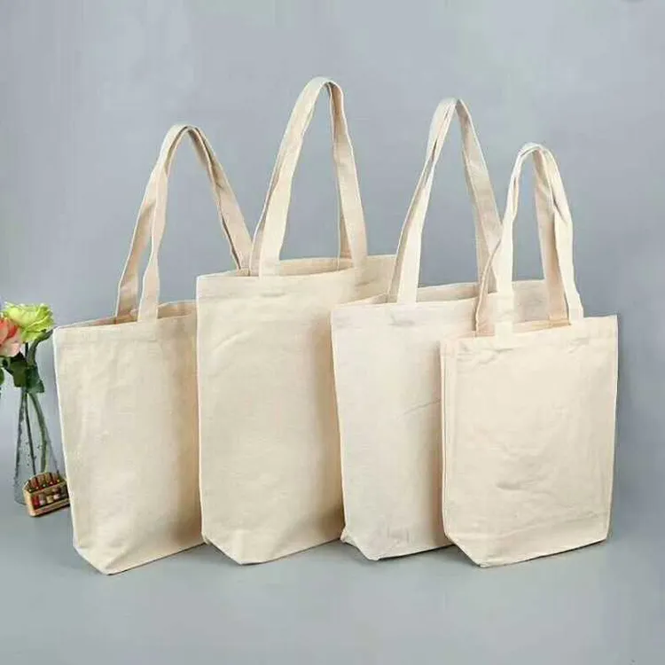 Оптовая продажа, натуральная пустая сумка-тоут из хлопчатобумажной ткани с индивидуальным логотипом