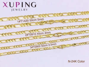 Xuping סיטונאי בתפזורת קוביית תכשיטי ניקל חינם מצופה 24k איטלקי זהב שרשרת