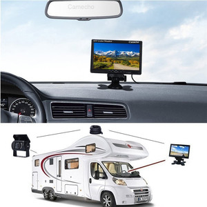 Podofo, ayuda para marcha atrás de coche, cámara de visión trasera de 4 pines, 18 IR, visión nocturna, Monitor de coche de 7 "+ Cable de vídeo de 10M para RV, camión, autobús, furgoneta