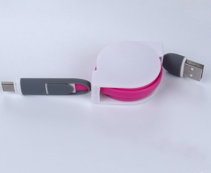 2018 热销 2 合 1 柔性伸缩 <span class=keywords><strong>USB</strong></span> 数据同步充电电缆适用于 iphone 和三星 <span class=keywords><strong>Android</strong></span>