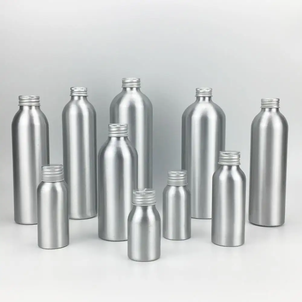 Botella de aluminio con tapa de tornillo, 50ml, 100ml, 200ml, 250ml, 300ml, 500ml, 600ml, 750ml