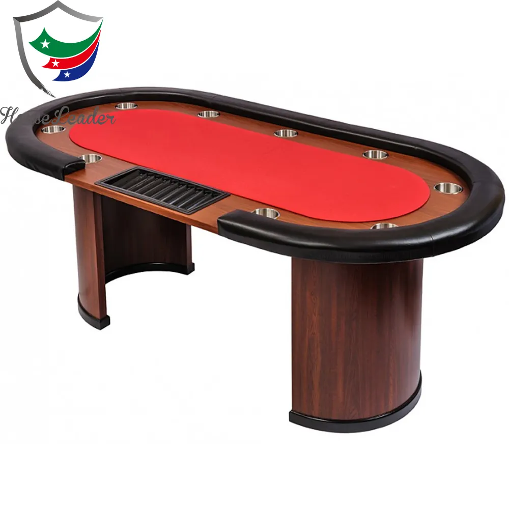 Mesa de póker de Casino profesional, pierna de madera en forma de media luna personalizada, de alta calidad, de 84 pulgadas