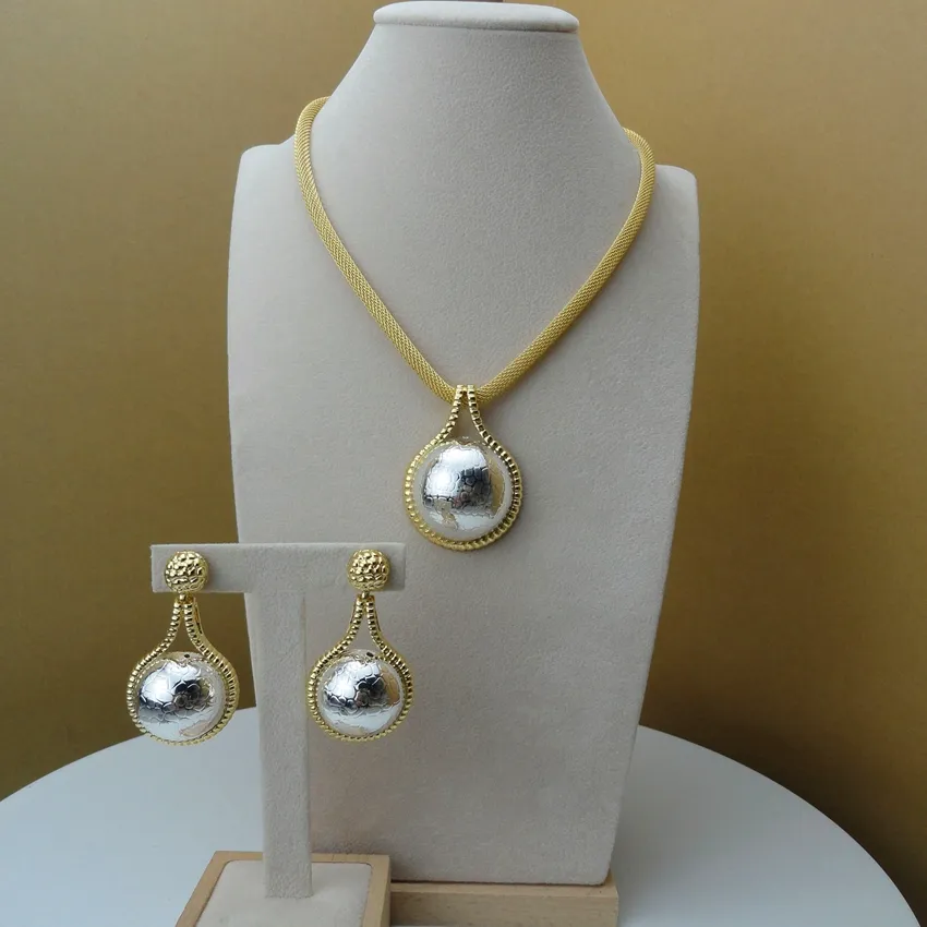 Yuminglai-Conjuntos de joyería chapados en oro italiano, joyería sin cuello para mujer FHK6149