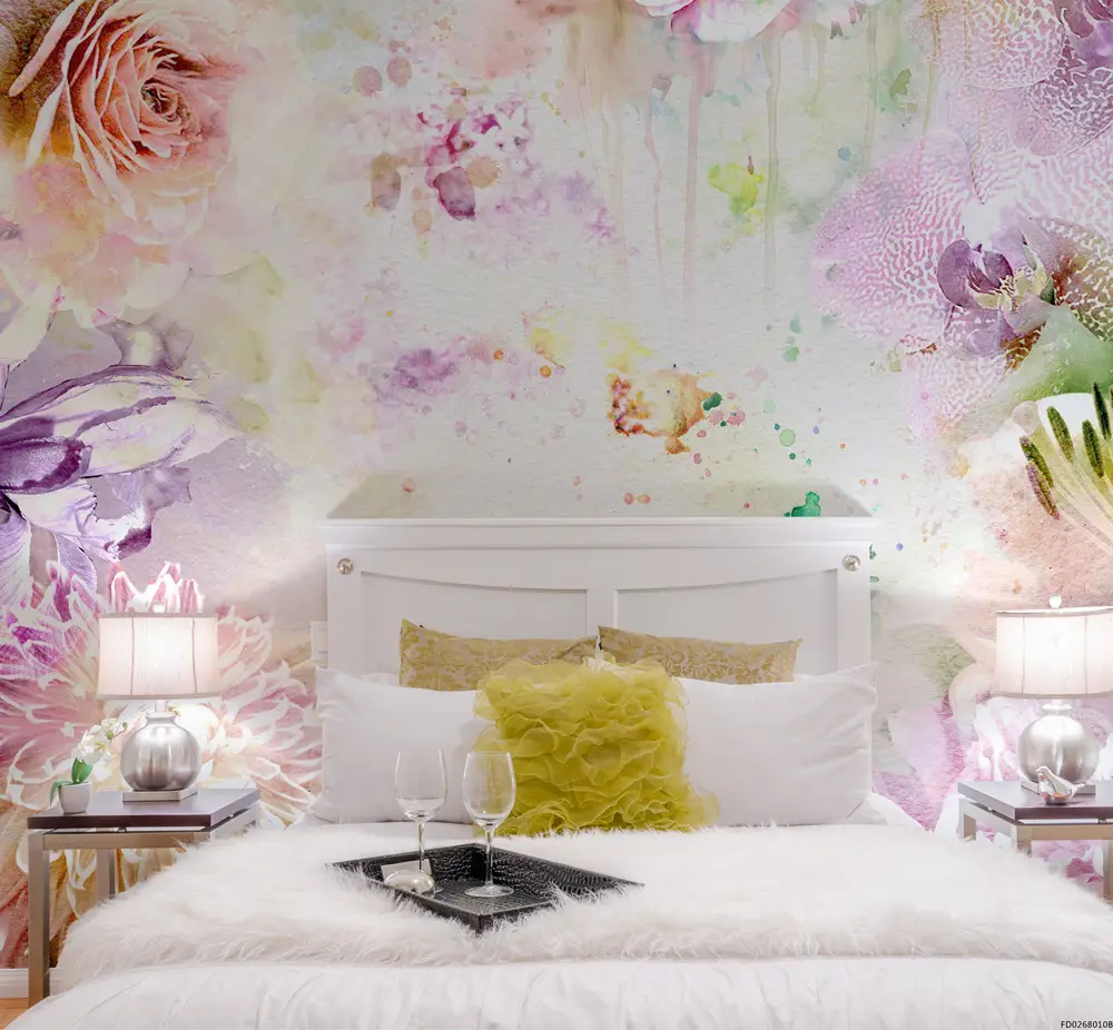 Papel tapiz con diseño de rosa para dormitorio, no tejido, colorido