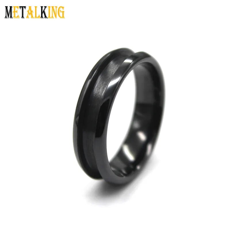 Bague vierge en céramique noire pour incrustation, Style dôme, 4mm