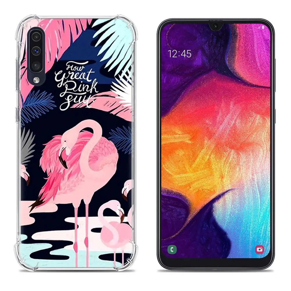 Darbeye dayanıklı Tpu Flamingo tasarım cep cep telefonu arka kılıf Samsung kılıfı Galaxy A50 A30 A20 A60 A70