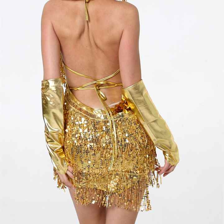 Latin Dress With Fringe Salsa Tango Ballroom Dance Dress Festival Party Club Sequin Tassel Dress OEM