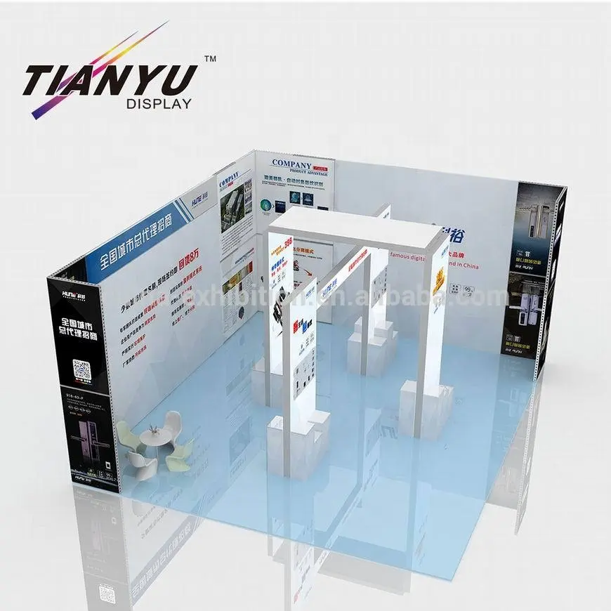 Tianyu प्रस्ताव hight गुणवत्ता 10x20ft tradeshow बूथ प्रदर्शनी स्टैंड डिजाइन वोग बूथ