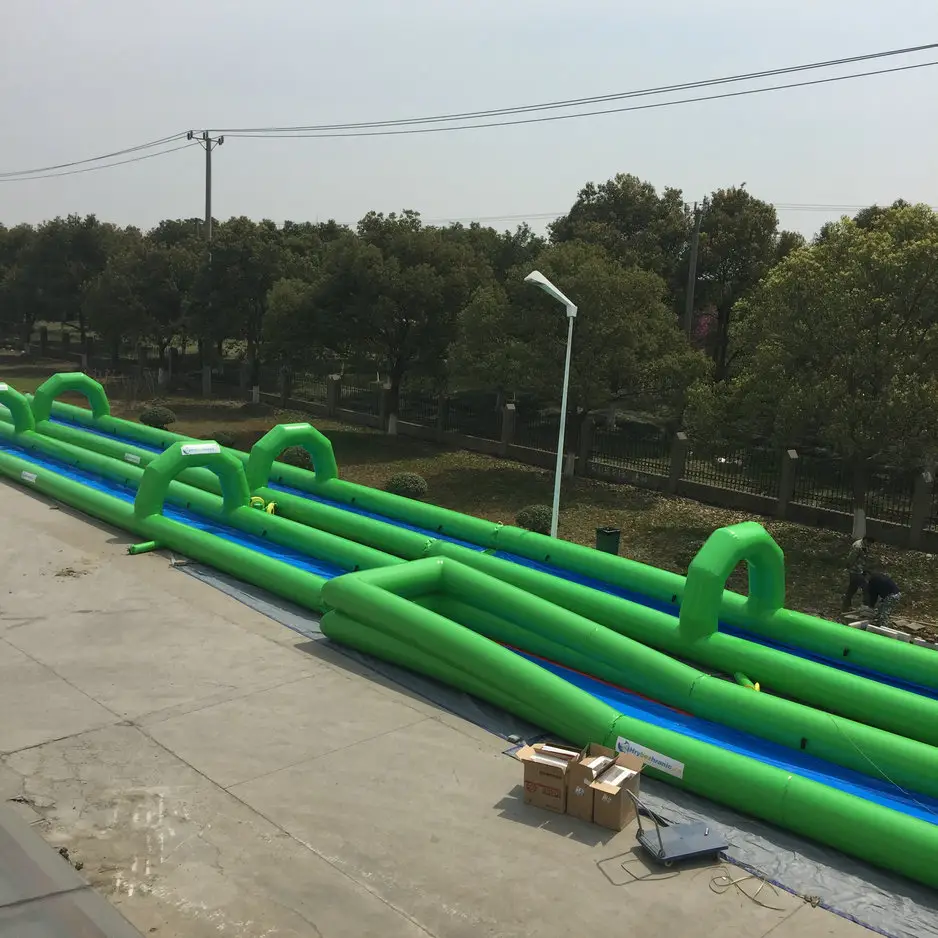 Kualitas Super Tahan Lama 0.55 Mm Bahan PVC 1000ft Ukuran Dewasa Air Inflatable Slip dan Slide Untuk Dewasa