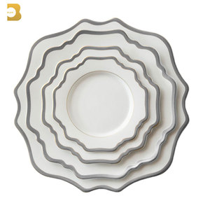 餐具派对租赁装饰13英寸金边白色蓝色粉色黑色扇贝瓷器陶瓷婚庆充电器盘套装