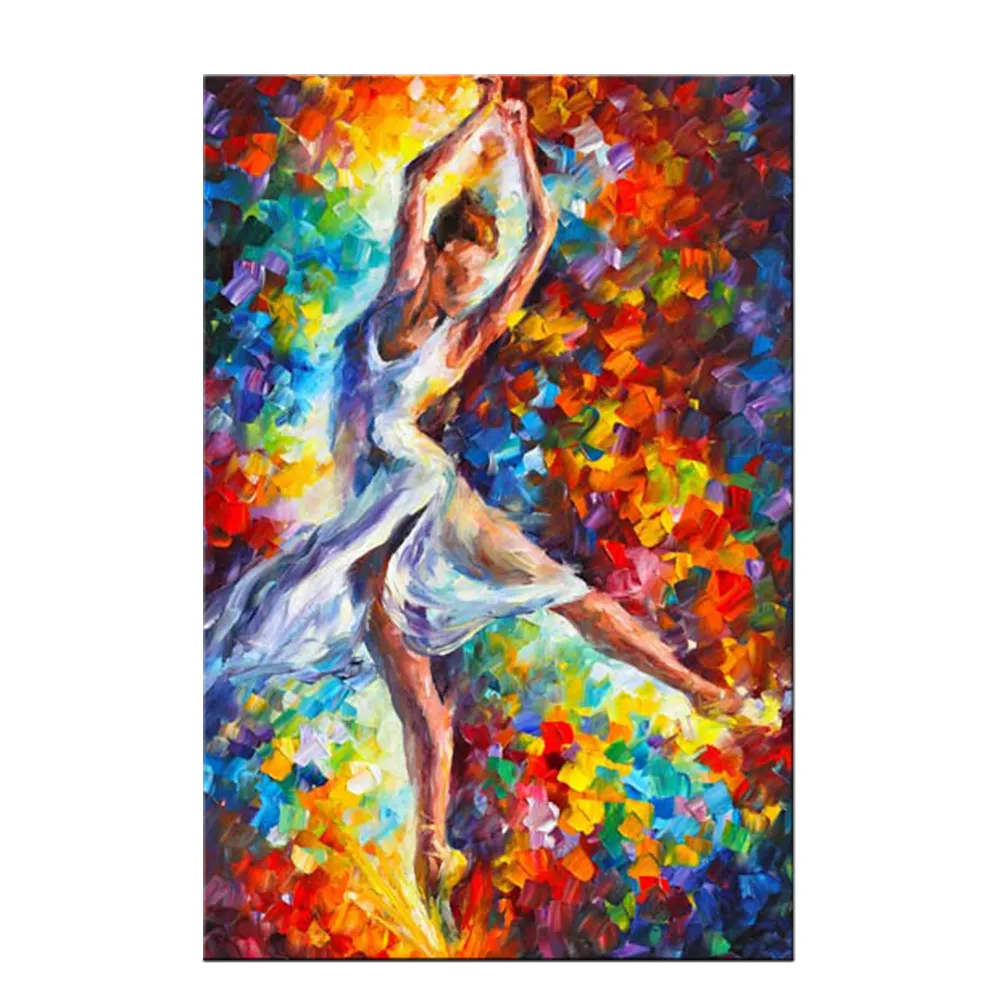Venta caliente pintado a mano abstracto baile mujer arte cuerpo pintura al óleo