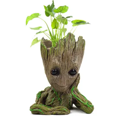 Wholesale Hot Sale Groot Flower pot Ornaments Promotional Gifts PVC Groot Pen holder Flower Pot