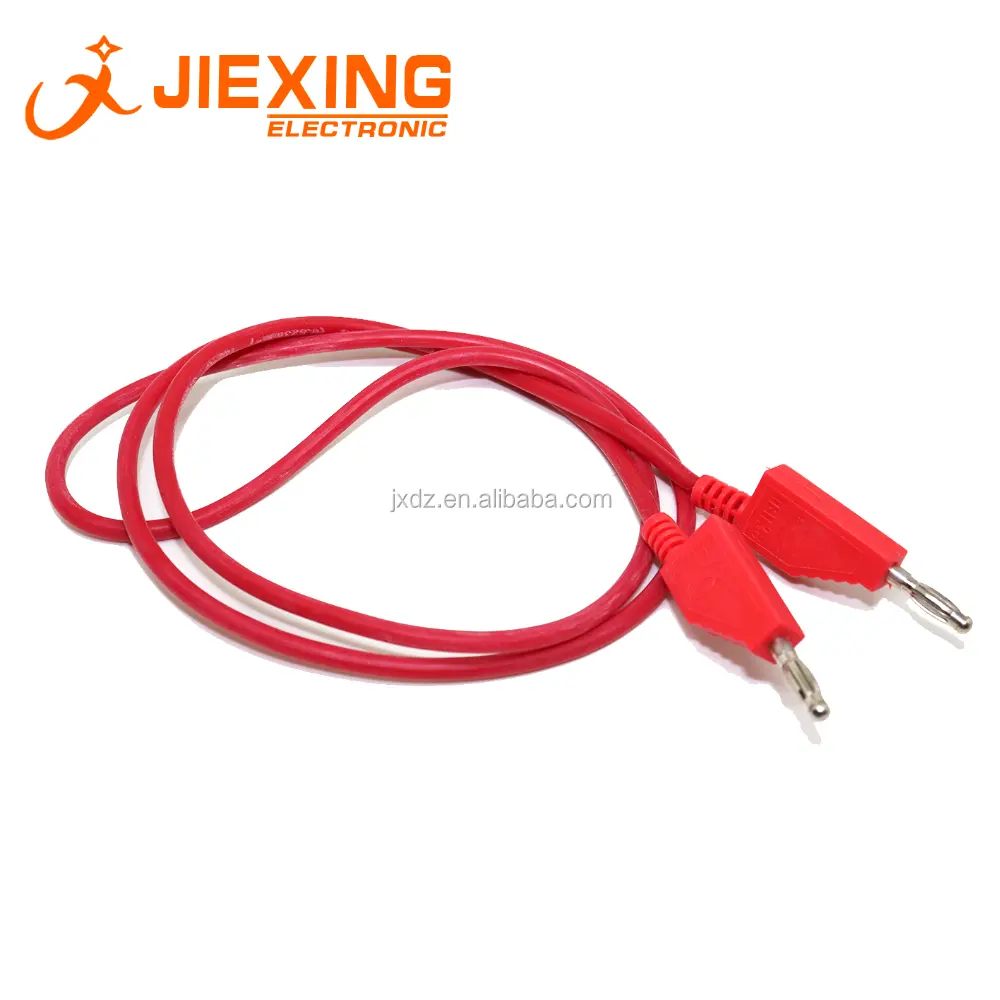 1 M 1 4 milímetros banana plug com fio metros de cabo macho para macho de Nylon tipo empilhável fio de silicone Vermelho