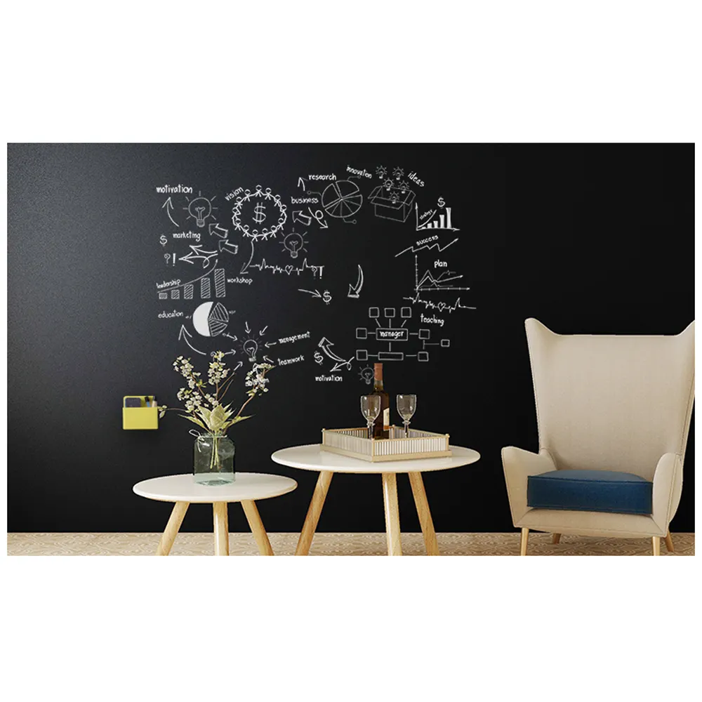 Tableau à écrire magnétique avec motifs noir, 1.5 m x 1m, pour décor de chambre d'enfant, tableau d'écriture doux et flexible