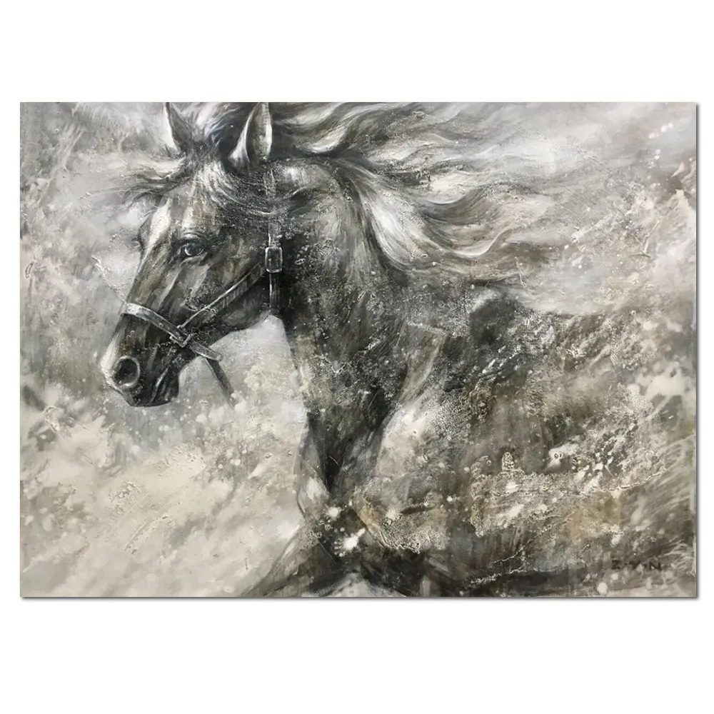 Pintura al óleo de caballo abstracto sobre lienzo, diseño de animales hechos a mano, 100% de alta calidad