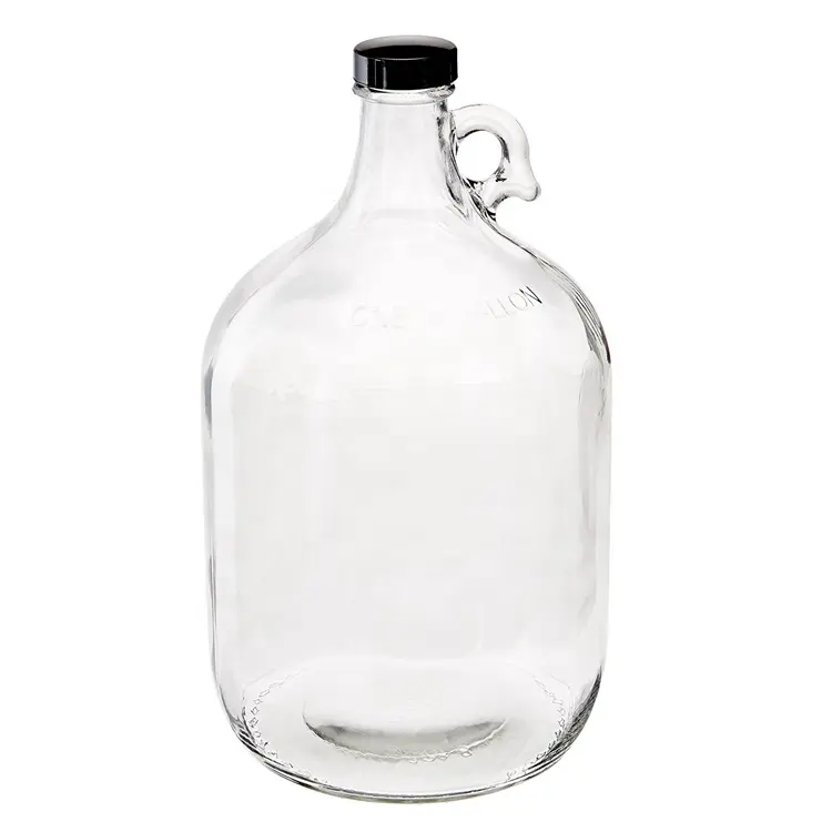 Transparent One Gallon 3.7L Glass Jug Kitchen Craft Wine Bottles with Airtight Screw Caps