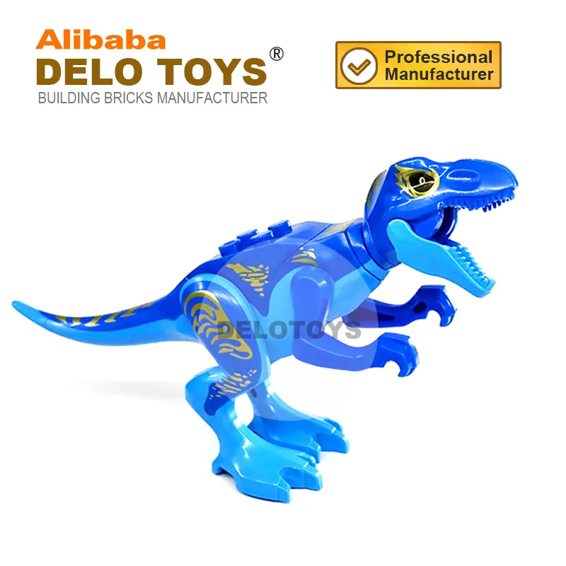 Plastik ABS yapı taşı Jurassic serisi T Rex dinozor şerit desenli tuğla oyuncak (DE191D)
