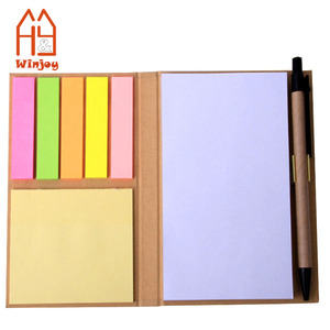 Cuaderno de papel kraft reciclado ecológico promocional con bolígrafo, Bloc de notas, notas adhesivas para la escuela y la Oficina.