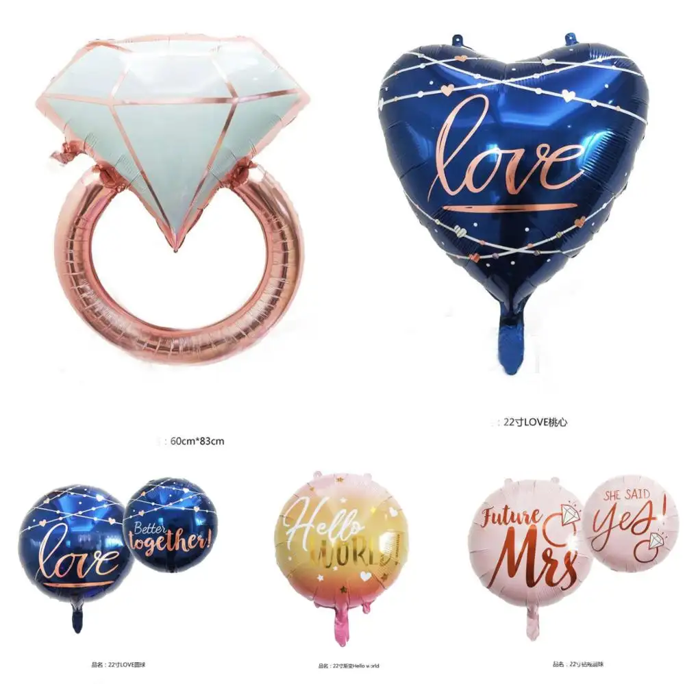 22 pollici Globos Matrimonio Felice Aerostati della Stagnola Giocattoli Gonfiabili Ballons Colore Blu a Forma di Cuore Palloncino di Elio Per La Decorazione Del Partito