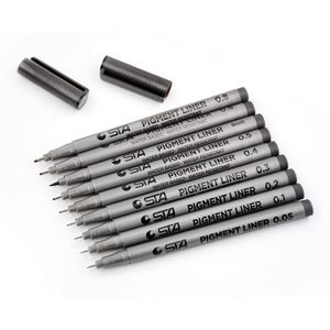 STA Pigment Liner mürekkep işaretleyici kalem fırça ucu siyah Fineliner çizim İşaretleyiciler fırça kalemler 0.05 0.1 0.2 0.3 0.4 0.5 0.6 0.8 Set - Product Image 6