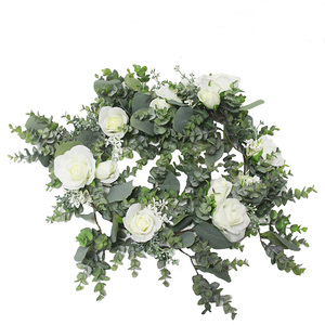 SFL93164 Artificial Flower Garland for Wedding Table Runner Wall Backdrop Decorations Artificial Silk Rose Eucalyptus <strong>Vine</strong>