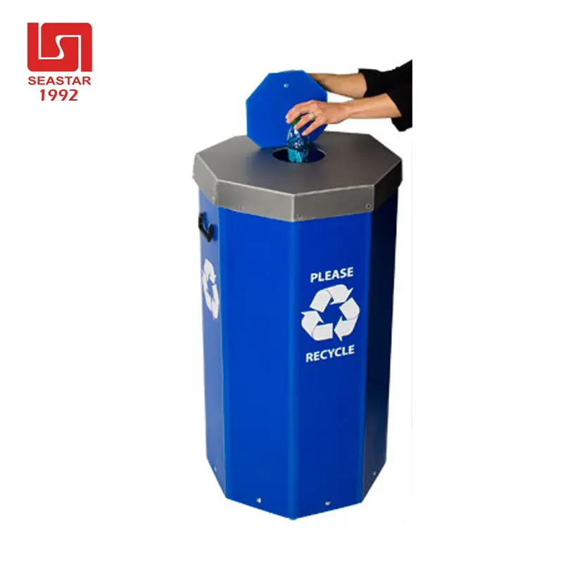 Lixeira de lixo azul reciclável plástico ondulado 4mm-5mm tamanho personalizado