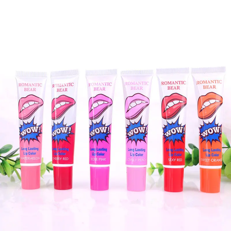 Melason all'ingrosso 6 colori Wow Romantic Bear Peel Off Lipstick Gloss Waterproof Matte Lip gloss Hotsell Cosmetics