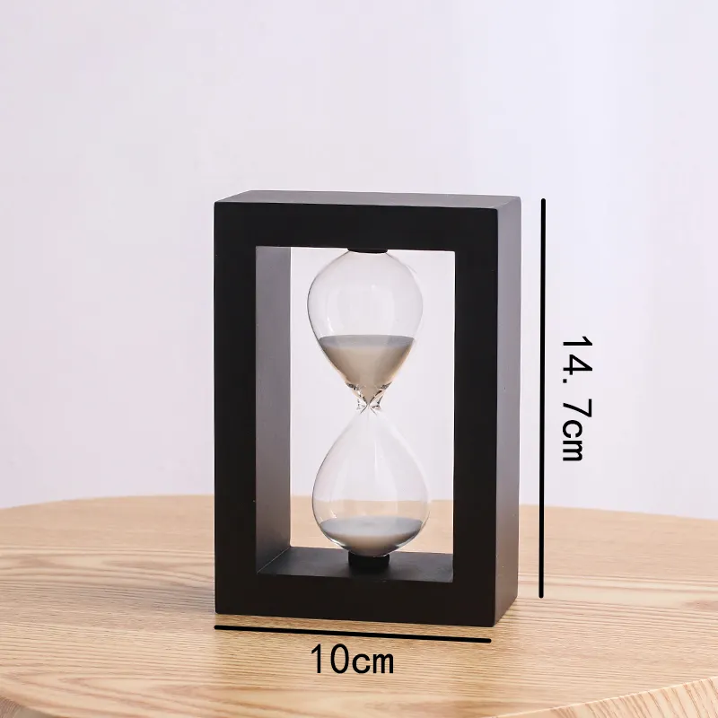 Di alta qualità OEM/ODM 5/15/30 di qualità bianco e nero classica cinese in legno regalo di sabbia timer di vetro timer di legno colorato clessidra