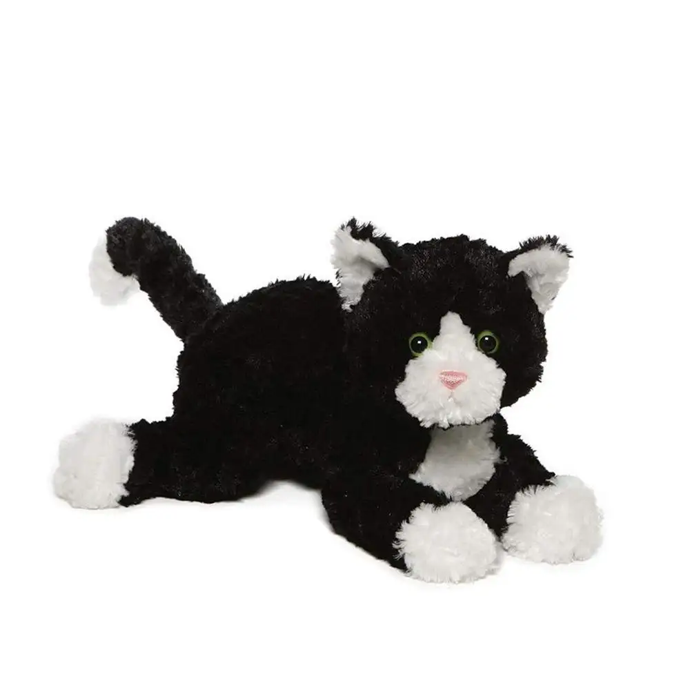Gato de peluche blanco y negro de 14 pulgadas para niños, juguete suave de dibujos animados
