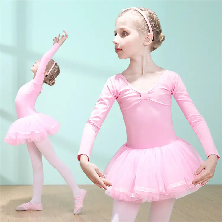 Barato al por mayor niños niñas desgaste de la danza Vestido de manga larga trajes de Ballet baile