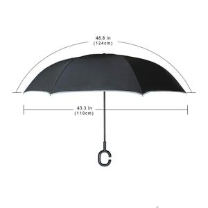 Guarda-chuva dobrável reverso invertido da dupla camada feita sob encomenda com punho em forma de <span class=keywords><strong>C</strong></span>