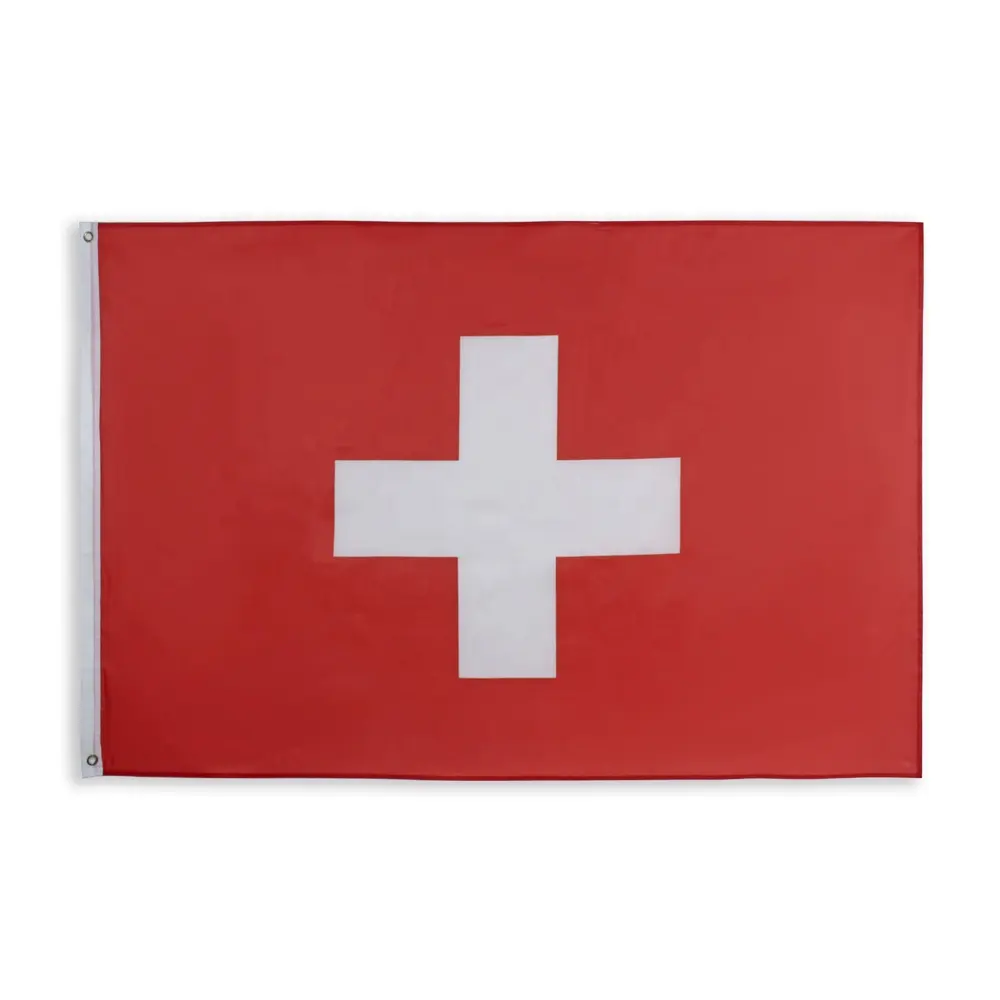 Venta al por mayor de 3x5fts alférez Civil blanco Suiza bandera de la Cruz de Suiza
