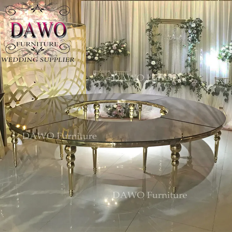 s shape black mirror glass dining table for weddings and events
