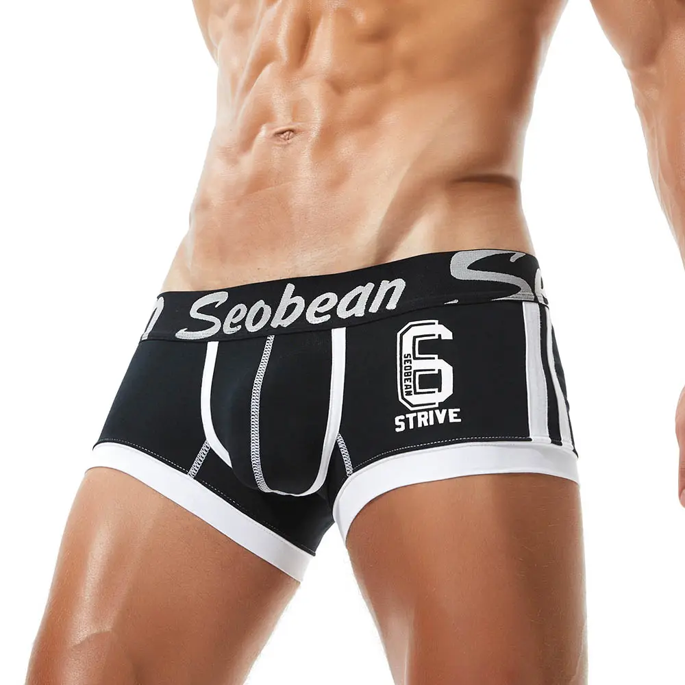 Sexy Plus tamaño de algodón para Hombre Ropa interior Boxer Shorts de cintura baja U bolsa adolescente Boxer para hombres