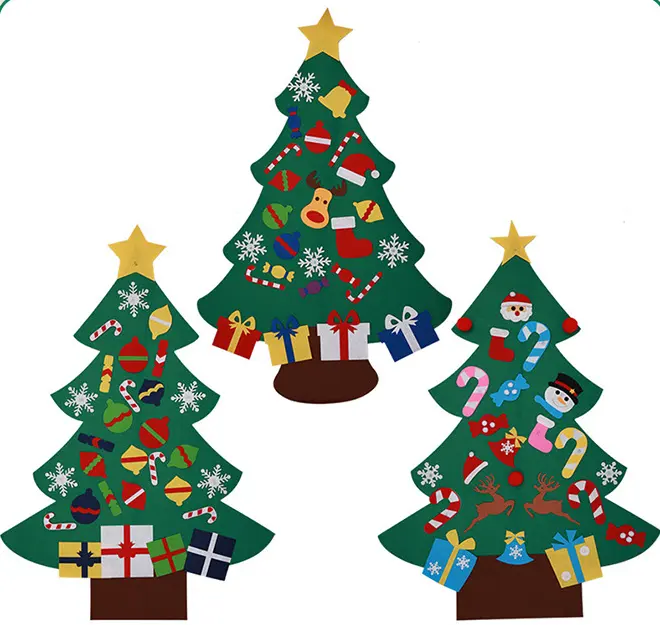 Árbol de Navidad de fieltro de poliéster artificial para niños, artesanías de adorno hechas a mano, oferta, nuevos productos