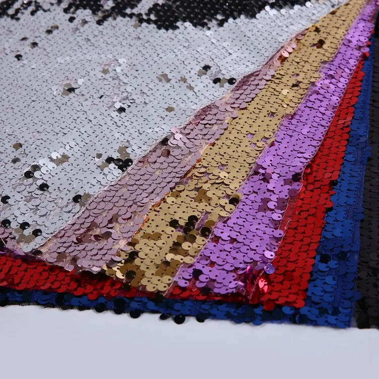 Textiel Kleur Veranderen Glitter Polyester Borduurwerk Omkeerbaar Pailletten Jurk Stof
